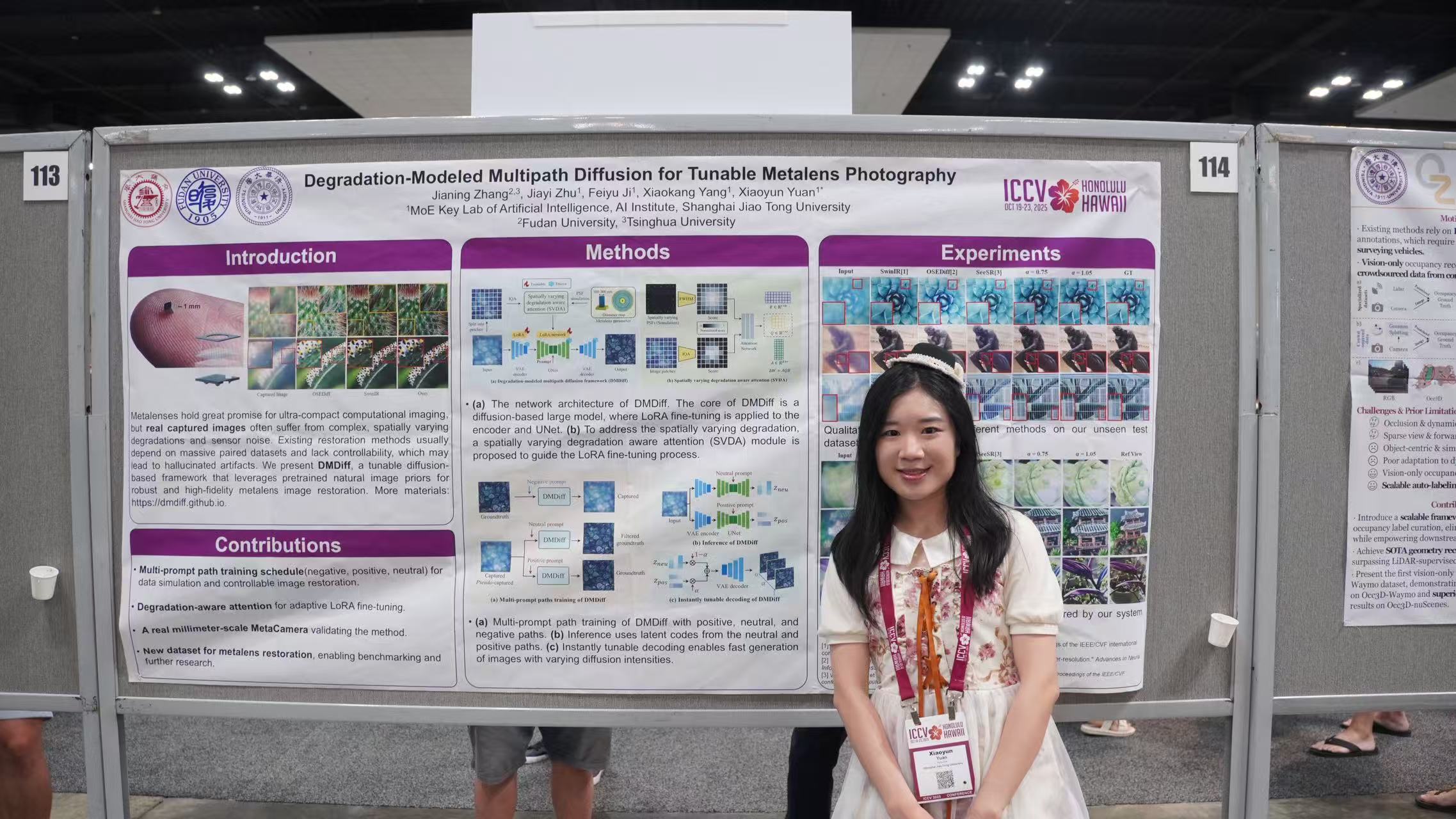 Yaping Zhao presenting the OpticAI Lab poster at ICCV 2025